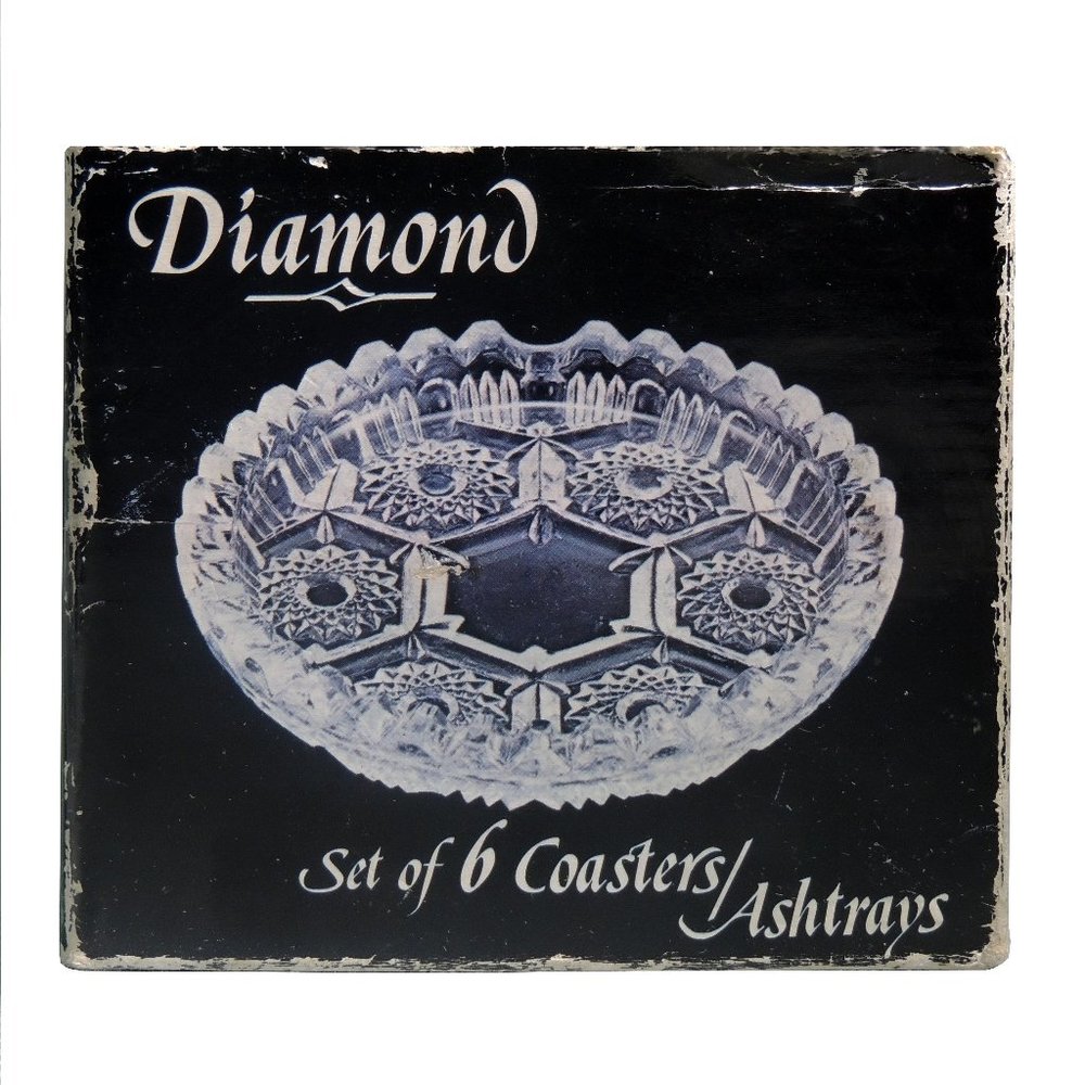 Vintage Crystal Glass Coasters Set of 6 Italy